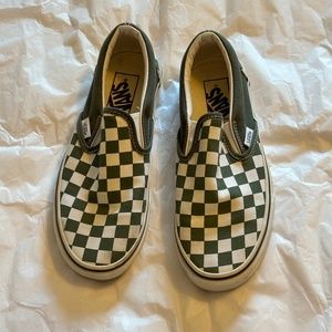 Vans Classic Green Checkerboard  Slip On Unisex Shoes Men’s Sz 5.0, Women’s 6.5